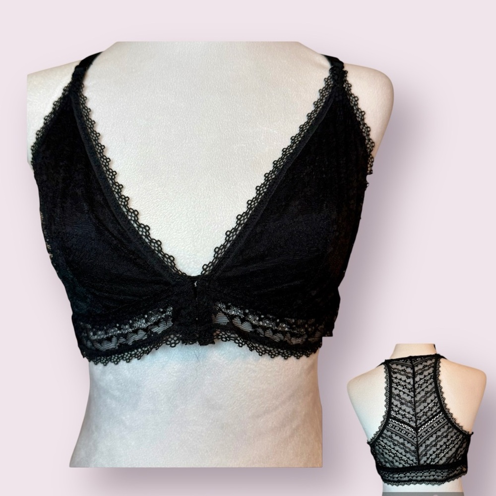 Victoria’s Secret Black Lace Racerback Bralette Size XL